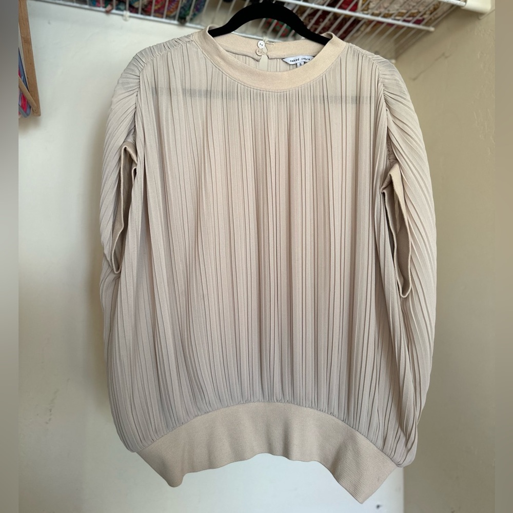 Cream Pleated Blouse